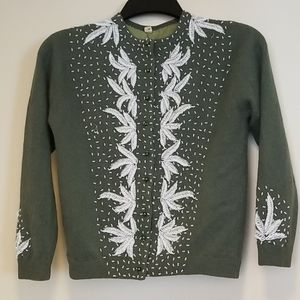 Vintage Cardigan Handmade Green Small